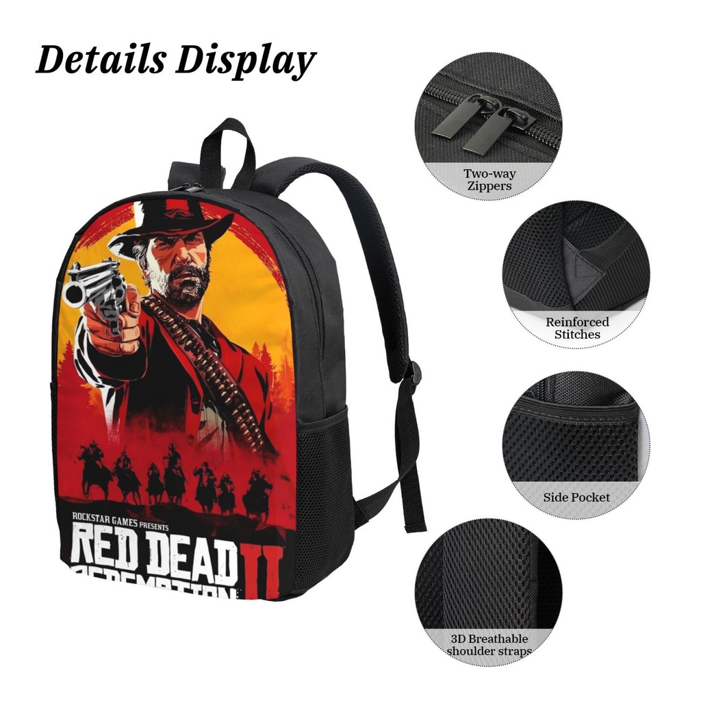 Red Dead Redemption 17in กระเป๋าเป้สะพายหลังน้ําหนักเบาเรียบง่าย