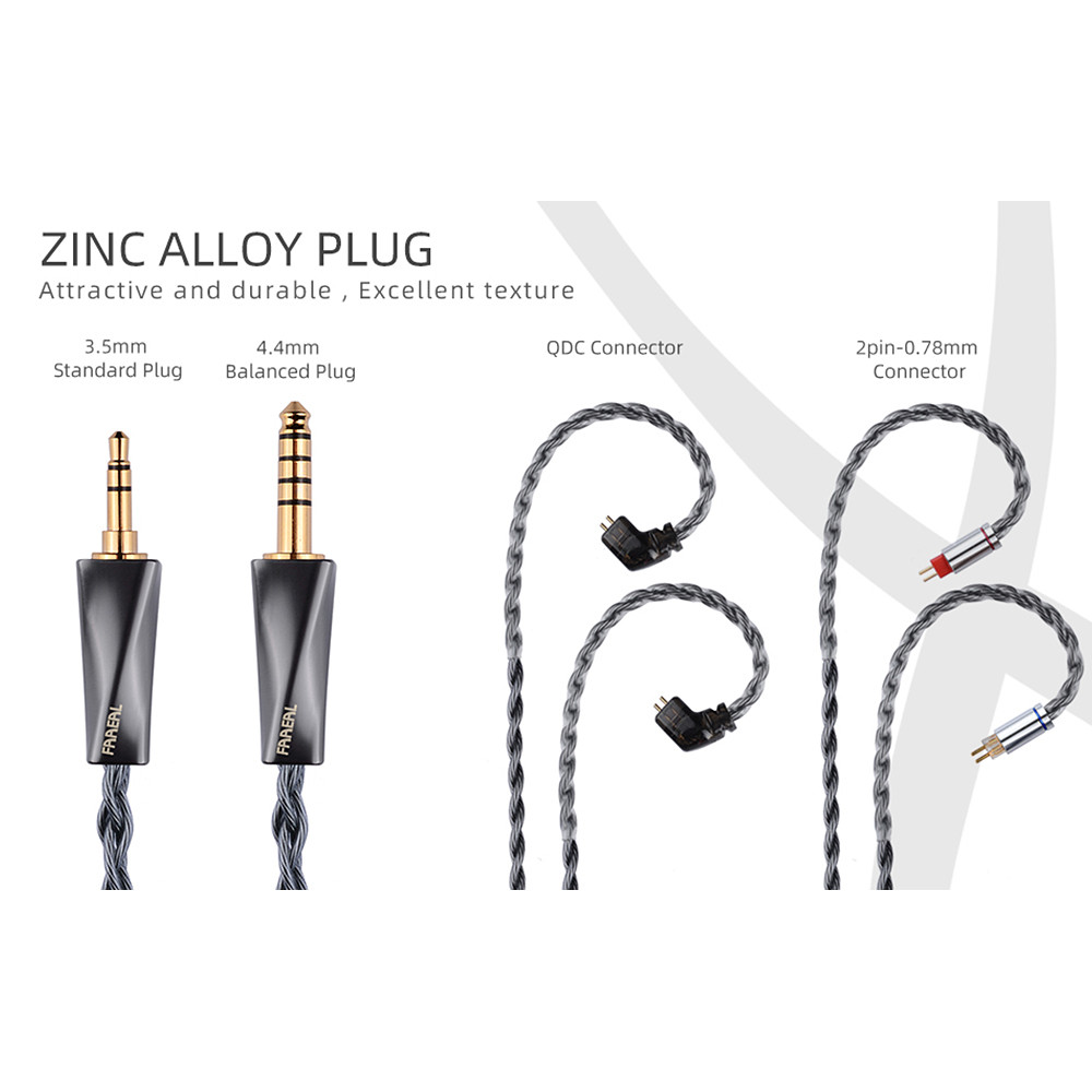 Faaeal Mini เรียวเอวหูฟังอัพเกรดสาย 4 Strands OCC เพิ่ม OFC Silver-Plated Litz HiFi ชุดหูฟังสาย QDC/0.78 มม.สายสําหรับ KZ EDX ZS10 PR3 BL03 - รูปที่ 2