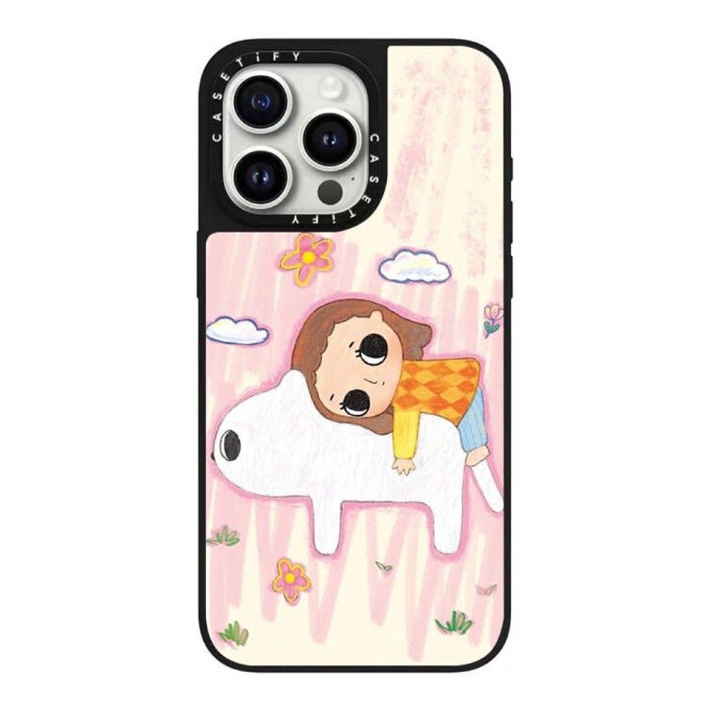 Casetif POP MART Graffiti Girl เคสโทรศัพท์กระจกคุณภาพสูงสําหรับ IPhone 16 15 14 13 12 11 Pro Max 15 plus 14 mini 15pro X XS XR XSAMX กันกระแทก Hard Case Anti Fall Cover