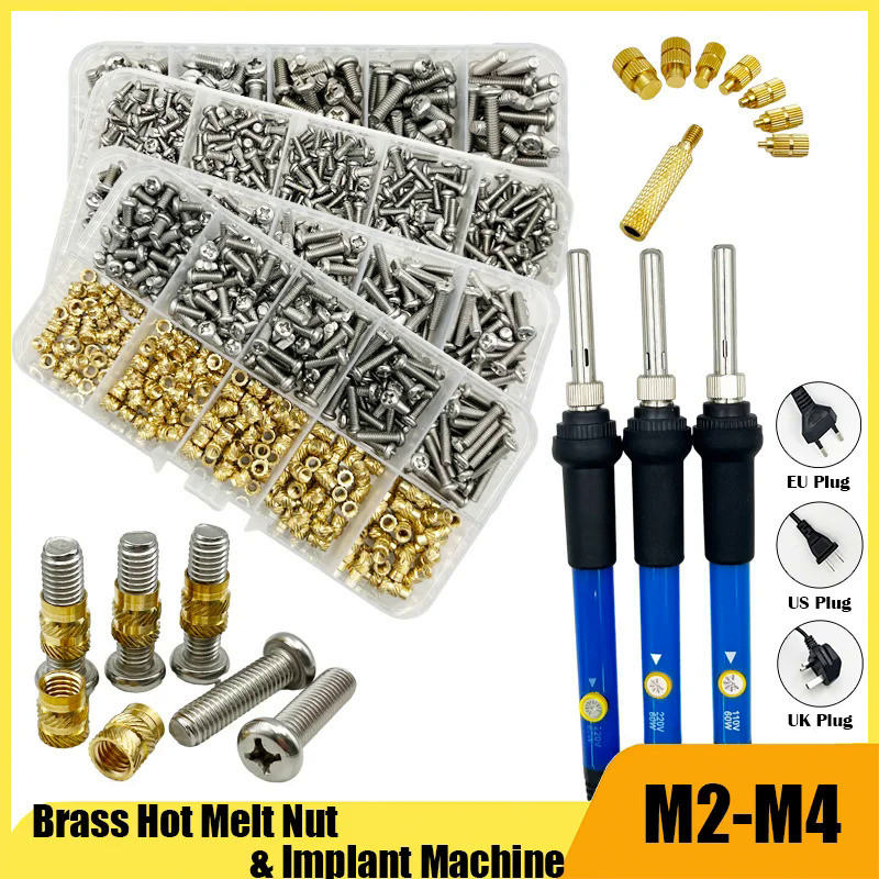 Brass Hot Melt Insert Knurled Nut 304 Stainless Steel Screw Soldering Iron Tip Thread Head Embedment Nuts Insertion 3D P