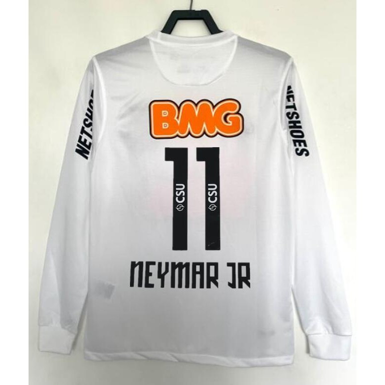 12-13 Santos NEYMAR JR Home คุณภาพสูง Retro แขนยาวเสื้อฟุตบอลเสื้อยืดที่กําหนดเอง