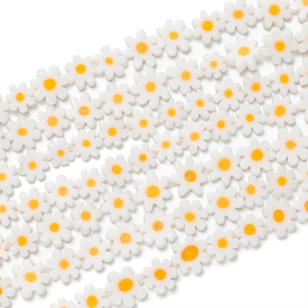 ลูกปัดแก้วสีขาว 92/60/59ชิ้น แบบดอกไม้เดซี่ สำหรับDIY สร้อยข้อมือ สร้อยคอ แหวน งานแฮนด์เมด - รูปที่ 5