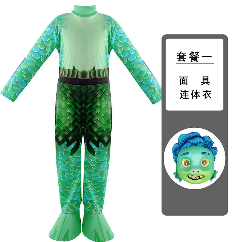 เด็ก/เด็กชายคอสเพลย์เสื้อผ้า NPC lucato Sea Monster jumpsuit COSPLAY ฮาโลวีน