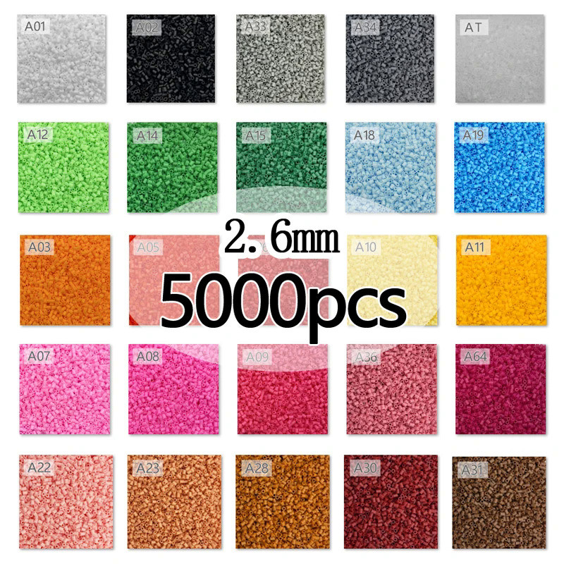 2.6mm Perler Mini Beads/5000pcs/bag Hama Beads PUPUKOU DIY Kids Iron Beads Fuse Handmade Gift Childr