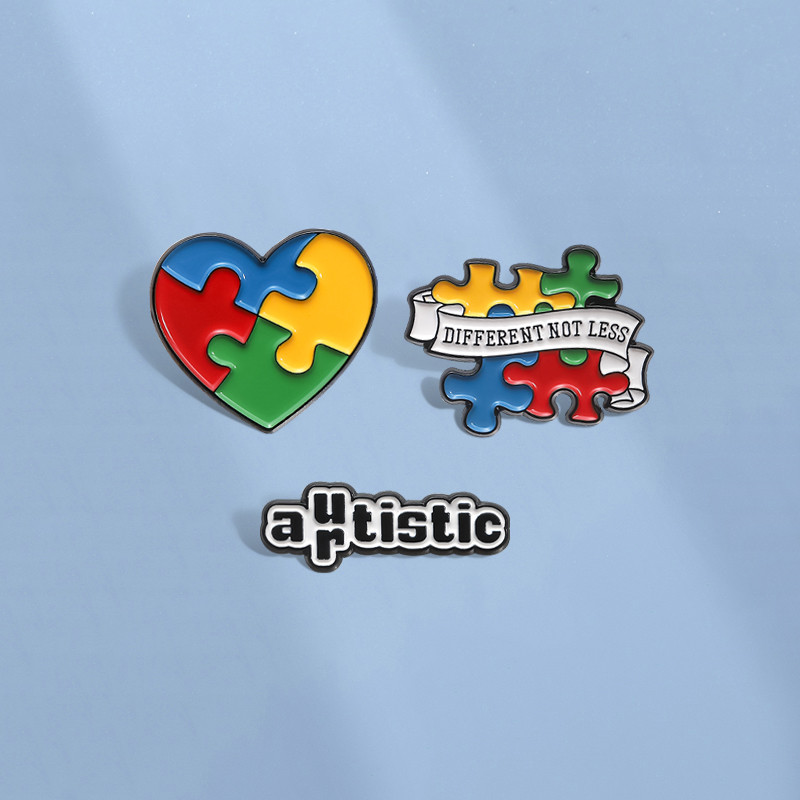 ออทิสติกawarenessปริศนาpinสุขภาพจิตautisticเข็มกลัดโลหะpin Lapel Badgesเครื่องประดับของขวัญสําหรับเพื่อน