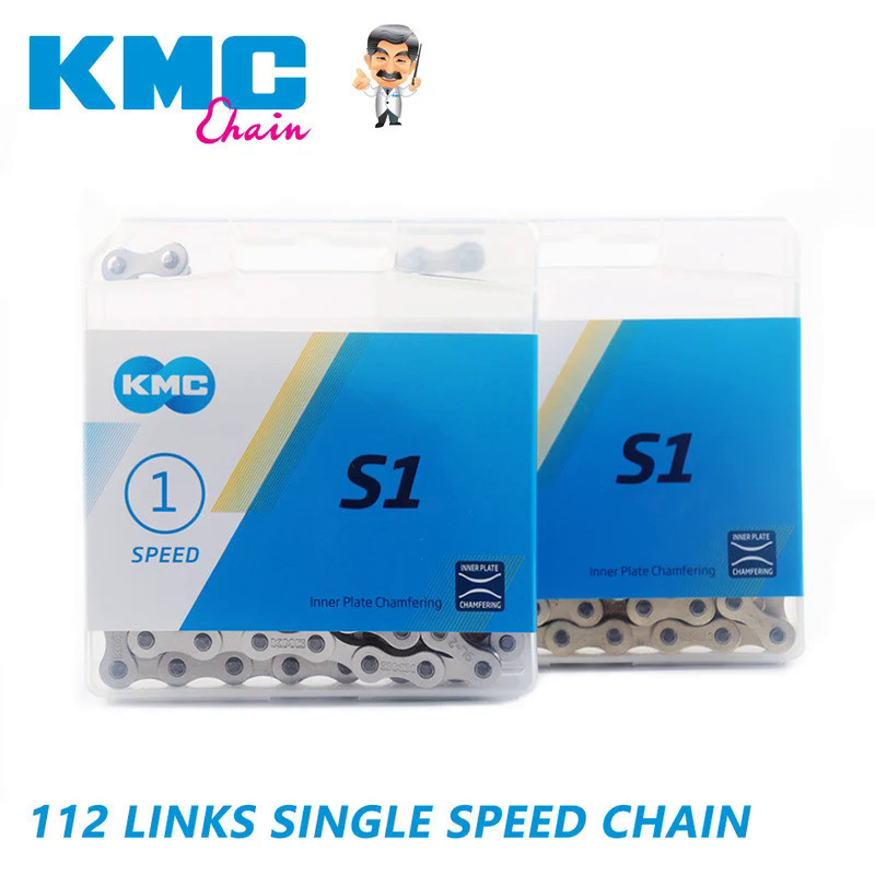 KMC S1 Single Speed Chain Fixed Gear Bicycle Chain 112L Urban Leisure Folding Bike Chain GOLDEN/SILV