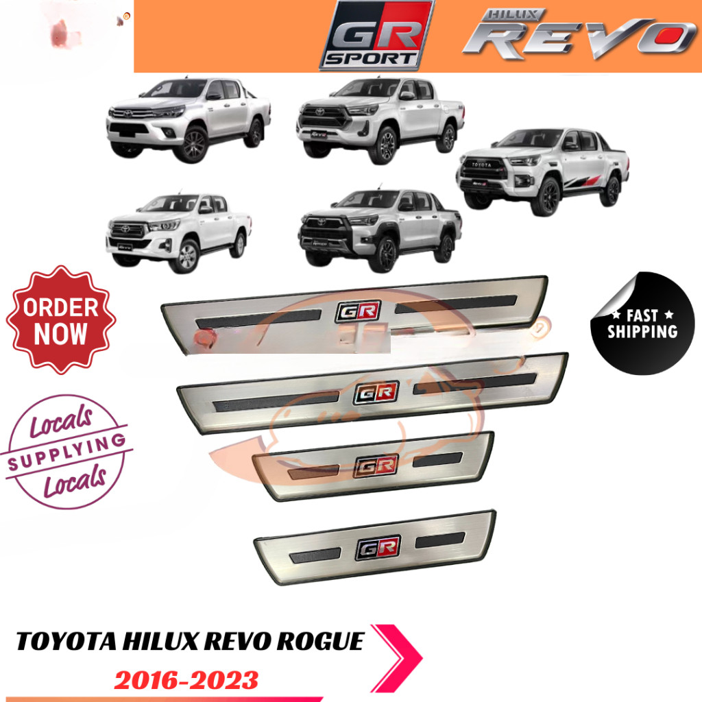 Xf Toyota Hilux Revo Rogue Rocco 2016-2023 GR Sport Door Side Sill Step Kick Scuff Plate Bar Cover พ