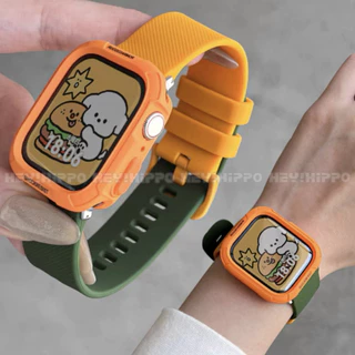 สายรัดเกลียวสีลูกกวาด+เคสป้องกันอัพเกรดเหมาะสําหรับสมาร์ทวอทช์ซีรีส์ 10/9/8/7/6/5/SE/4/3 เหมาะสําหรับ iwatch 49/46/45/44/42/41/40/38 มม.