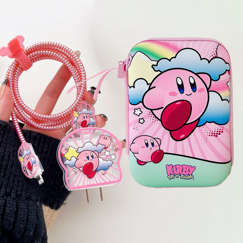 น่ารัก Kirby Charger Protector Cable Organiser สําหรับ iPhone 18 20w Charger Cover Sleeve Type-C Wir