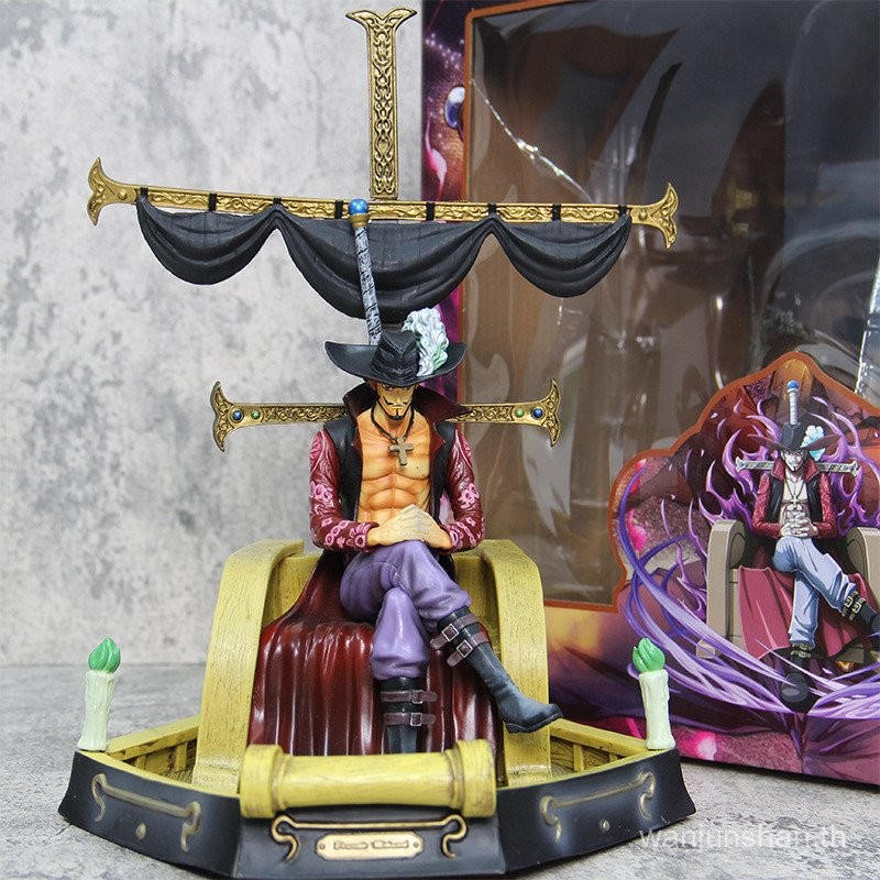 [ขายด่วน] One Piece Handed GK Sailing Hawkeye Scene Throne Hawkeye เครื่องประดับโมเดล Jolakor Mihawk