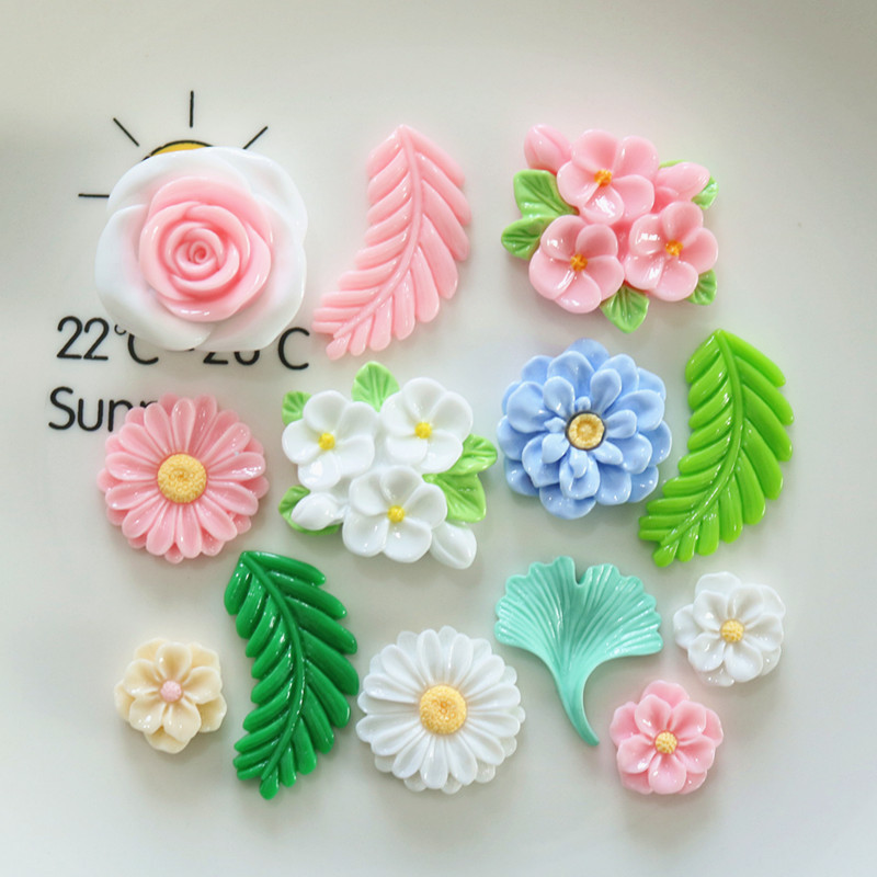 เสน่ห์เรซิ่นใบไม้ดอกไม้น่ารัก13ชิ้นสําหรับ ทําเอง(6-267)