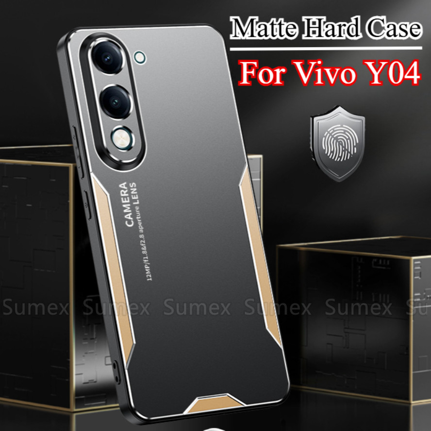 Matte โลหะ Hard เคสโทรศัพท์สําหรับ Vivo Y04 4G Y29S Y29T 5G 2025 กล้องเลนส์ป้องกันกรณีกันกระแทกปกหลั