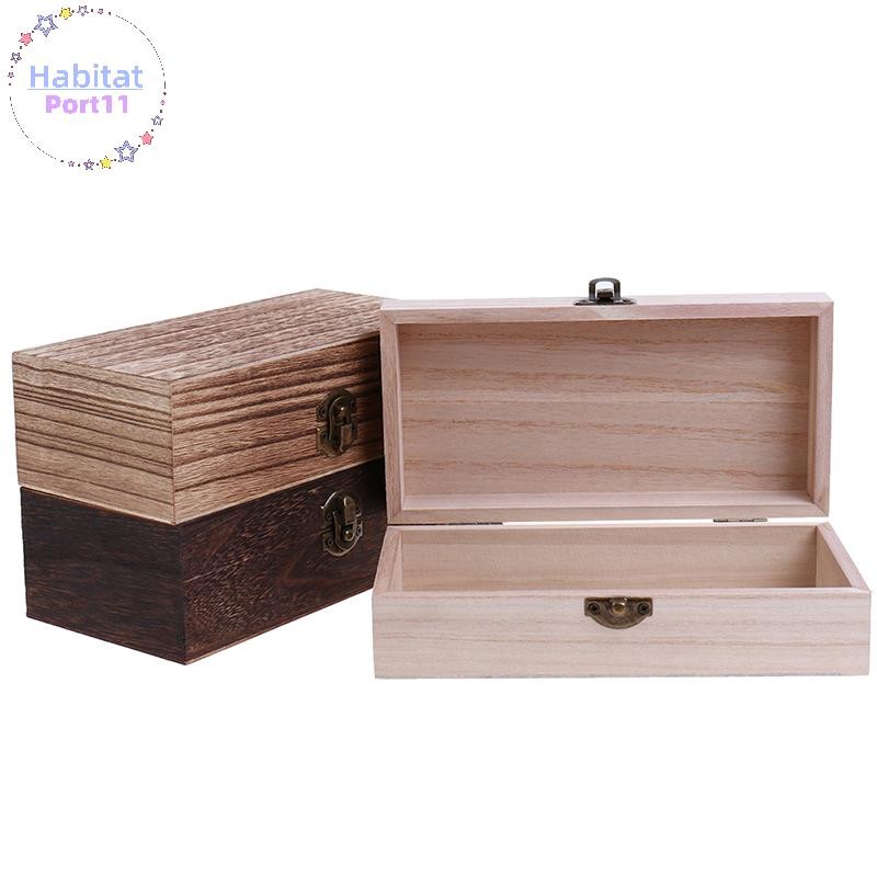 Habitatport Retro กล่องเครื่องประดับเดสก์ท็อปไม้ Clamshell Storage Hand ตกแต่งกล่องไม้ th