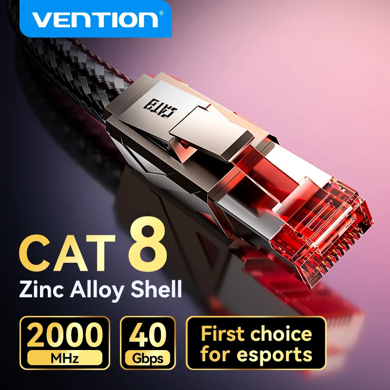 Vention CAT8 Ethernet Cable Pro-Grade eSports Network Lan Patch Cord Zinc Alloy-ความเร็วสูง 40Gbps 2000MHz สําหรับเกม PC RJ45 สาย