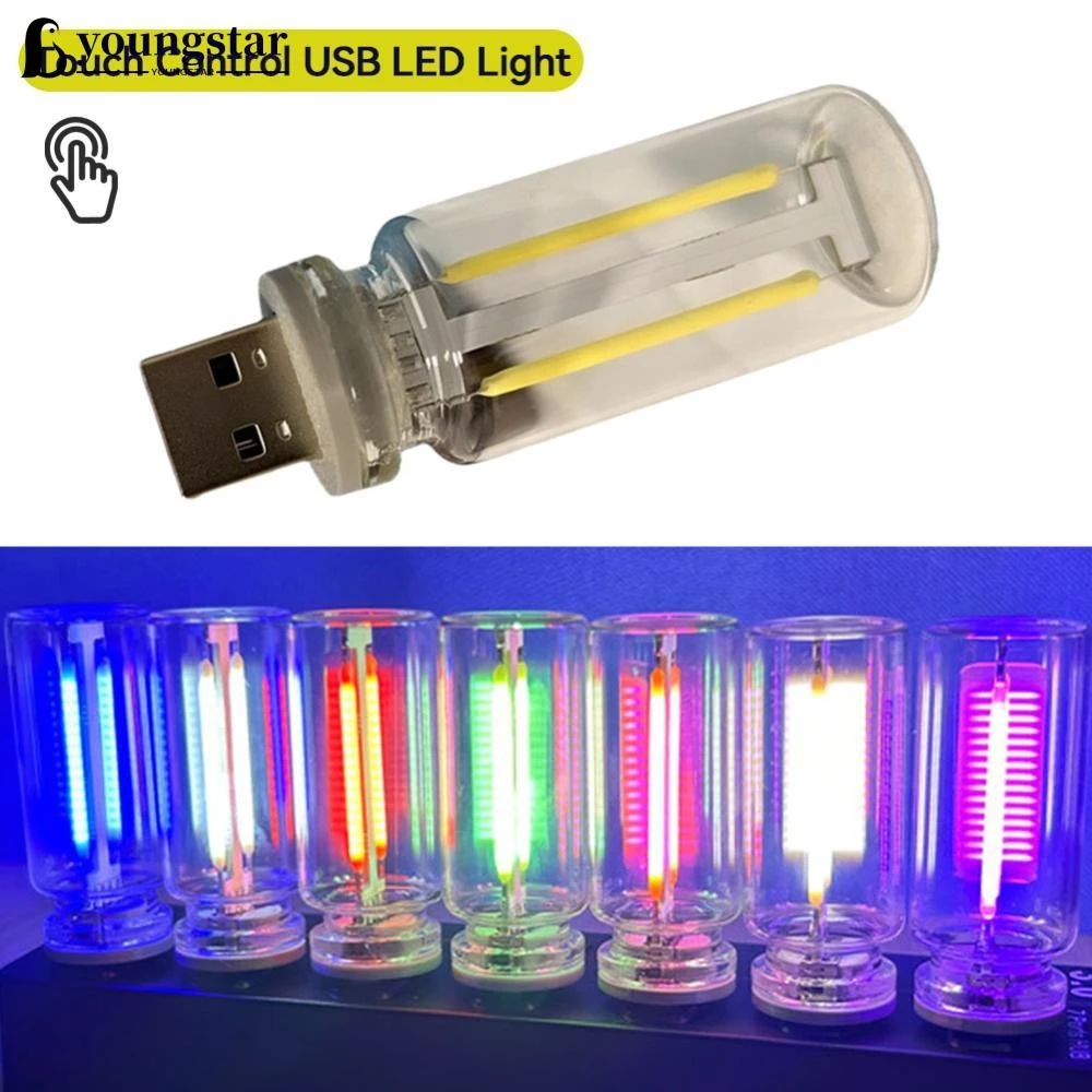 Youngstar 1 PC Touch Control รถ USB LED บรรยากาศหลอดไฟหลอดไส้ LED Filament Night ตกแต่ง A6K2