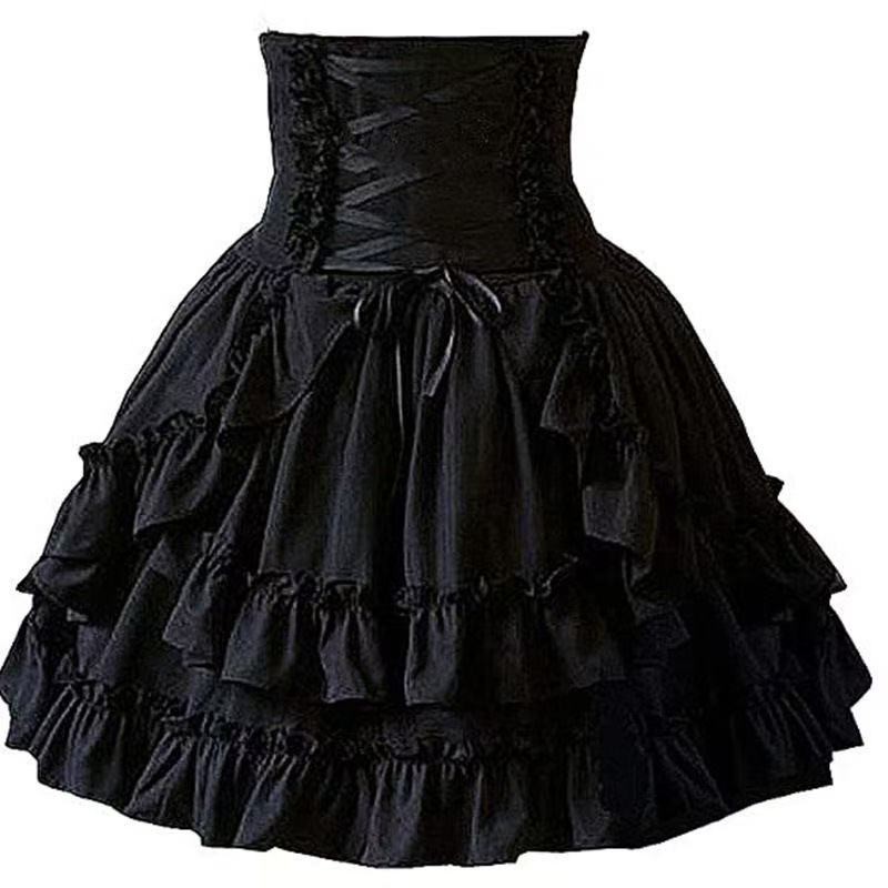 ยุคกลาง Victorian Retro กระโปรง Gothic เอว Lolita พัฟหลายชั้นเค้ก COS