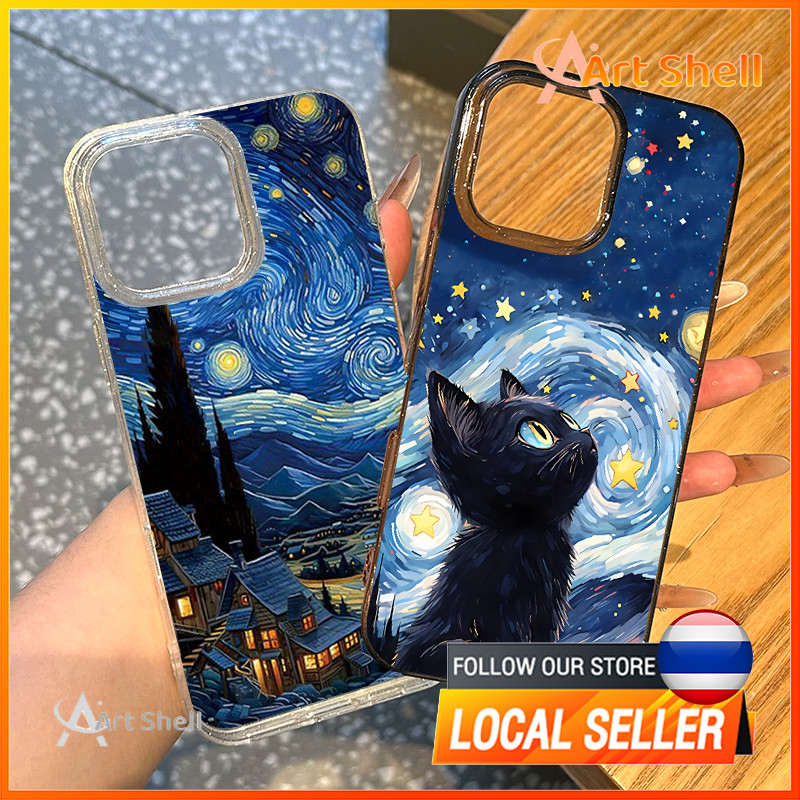 สำหรับ iphone 11 เคสไอโฟน13 ท้องฟ้ายามค่ำคืนสีฟ้า เคสไอโฟน11 pro max 16 15 14 11 12 Pro x xs max xr 7plus 8plus เคส 16 p