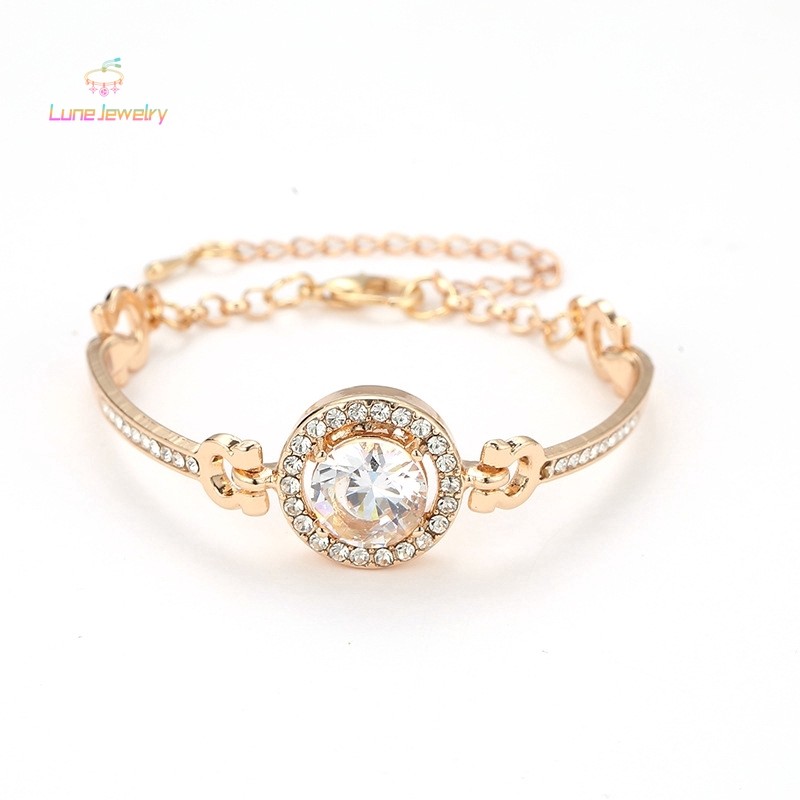COD💖 สร้อยข้อมือแบบเต็มรูปแบบอารมณ์ที่เรียบง่าย Glitter Diamond Bracelet เครื่องประดับสร้อยข้อมือเพทาย-Lune