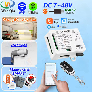 Tuya WiFi RF433mhz มอเตอร์รีโมทคอนโทรลสวิทช์ 2 CH DC 12V 24V DIY สวิทช์/โรงรถประตูเปิด/มอเตอร์,ทํางานร่วมกับ Alexa Google Home