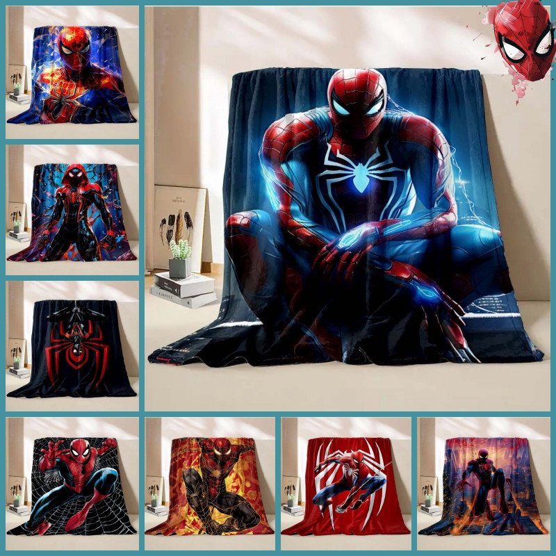 ผ้าห่ม Marvel Spider Man ผ้าห่มนุ่มฟูขนาดใหญ่ ผ้าห่มหรูหราสำหรับเด็กผู้ชาย ผ้าห่มโซฟาเตียงสำหรับผู้ใหญ่ ของขวัญวันเกิด