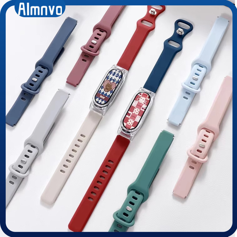 สายรัดยางกรณี PC for Xiaomi Mi Band 9 สายซิลิโคนกันชนป้องกันหน้าจอโปร่งใส for Smartwatch Mi Band 9