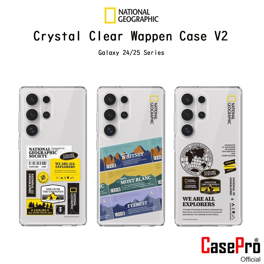 NATIONAL GEOGRAPHIC Crystal Clear Wappen Case V2 เคสใสกันกระแทกเกรดพรีเมี่ยม เคสสำหรับ Galaxy S24/S25 Series