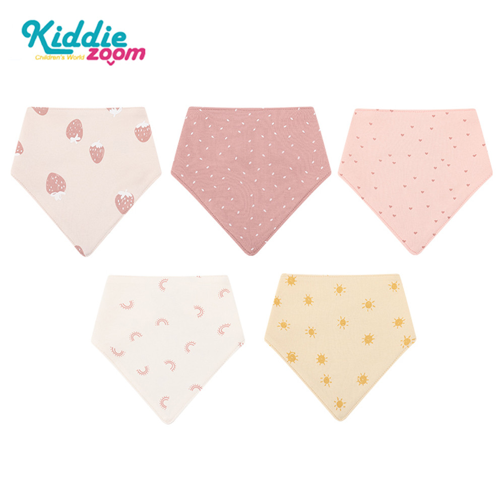 Kiddiezoom 5 ชิ้น/เซ็ตผ้ากันเปื้อนเด็กผ้าพันคอสามเหลี่ยมผ้าฝ้ายทารกผ้าพันคอ Bib ทารกแรกเกิด Feeding ผ้าเช็ดน้ําลาย