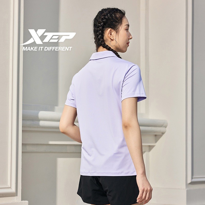 XTEP Women's Ice Silk POLO Shirt ฤดูร้อนใหม่ การฝึกอบรม แขนสั้น Lapel เสื้อยืดกีฬา — صورة 4
