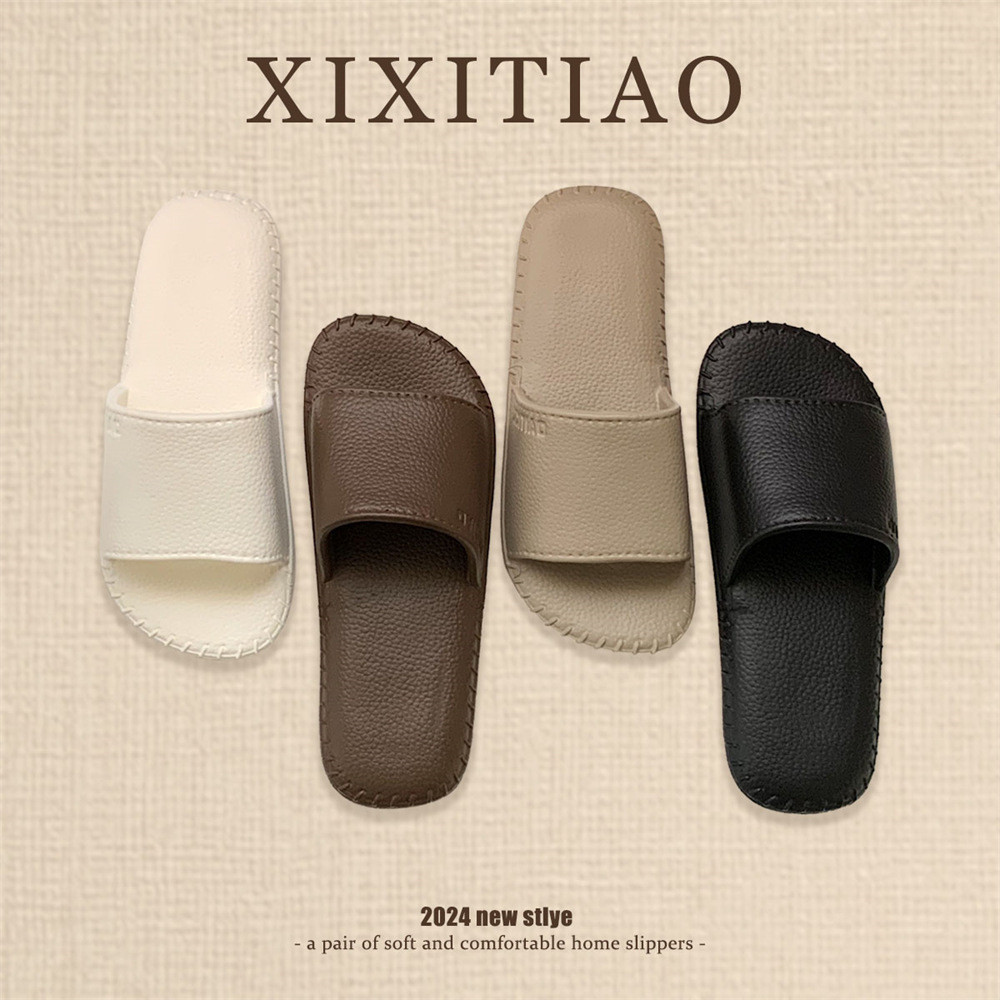 XIXITIAO รองเท้าแตะผู้หญิง Retro รูปแบบหนัง Casual ในร่ม Soft Sole EVA รองเท้าแตะรองเท้าแตะ