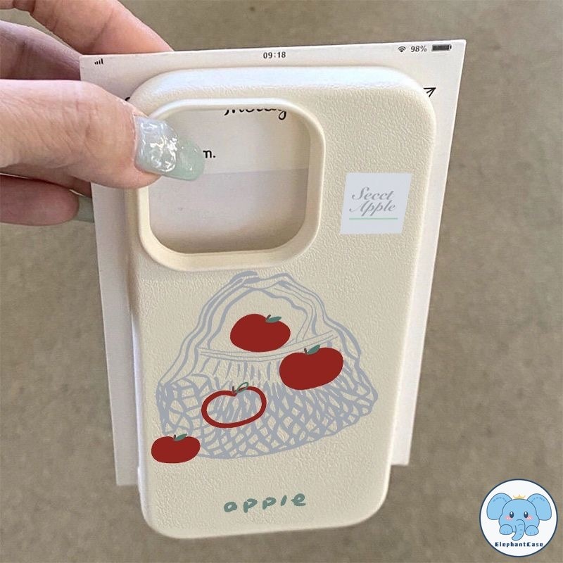 สำหรับ IPhone 16 11 13 15 12 14 Pro Max XR XS X Max 7 15 8 Plus SE 2020 กระเป๋าใส่ผลไม้สีแดงน่ารัก หนังสัมผัสผิวสัมผัส