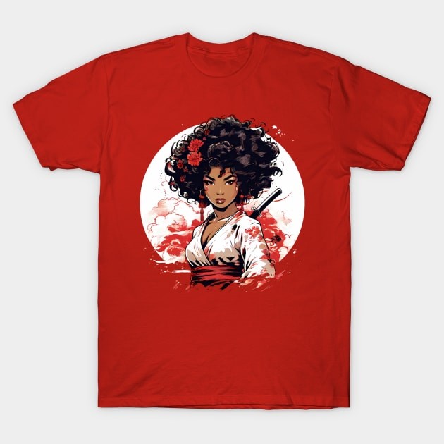 เสื้อยืด Afro Samurai Girl - Gift Idea, for Christmas, for Birthday, for kids, for Women, for Men,