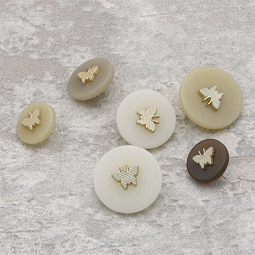 10ชิ้นที่ทันสมัยลายผีเสื้อเรซิ่นปุ่มโลหะ (สีดํา/สีขาว/สีน้ําตาล) - 15/20/25มิลลิเมตรรอบมินิมอลปุ่มสําหรับชุด/เสื้ออุปกรณ์เย็บผ้า - รูปที่ 2