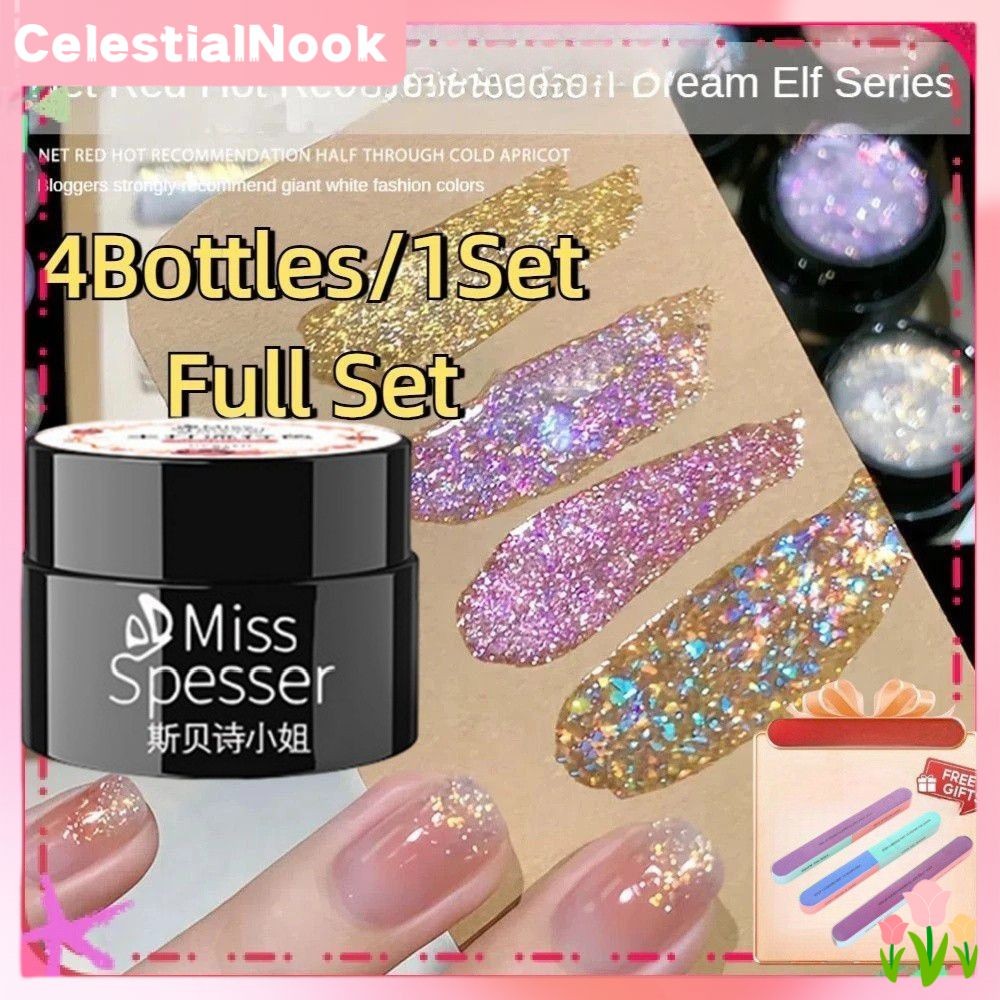 ซื้อ 1 แถม 1 ฟรี Miss Xibei Shi กาวติดเล็บแบบญี่ปุ่น กาวติดเล็บ Glitter Broken Diamond Crystal Stone