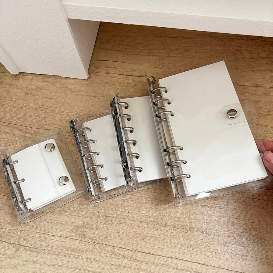 ชุดโน๊ตบุ๊ค M5/A6/A7/A8, Binder Ring Clear Junk Journal Book, 45 แผ่นกระดาษเปล่า Planner Diary, ผู้ผ