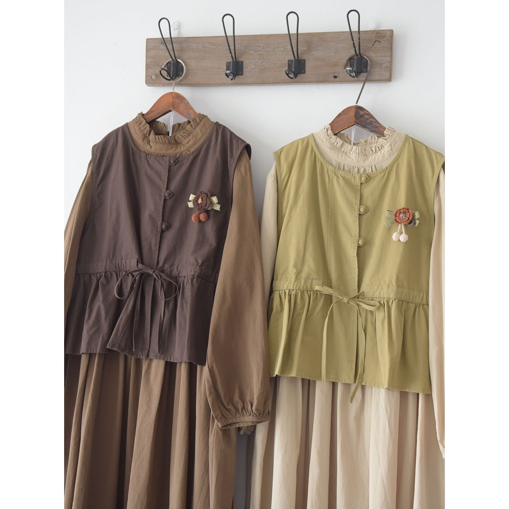 แคบ-เอว Tethered เสื้อกั๊ก Layered All-Match หมวกหลวมหัวเข็มขัดผ้าฝ้ายแท้ด้านนอก