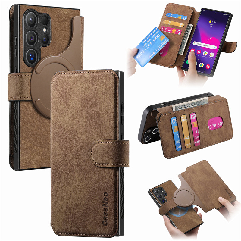 SAMSUNG กระเป๋าสตางค์แบบถอดได้ช่องเสียบการ์ดพลิกเคสแม่เหล็กสําหรับSamsung Galaxy S26 S25 S24 S23 Ultra S22 Plus S20 S21 Feปกหนัง