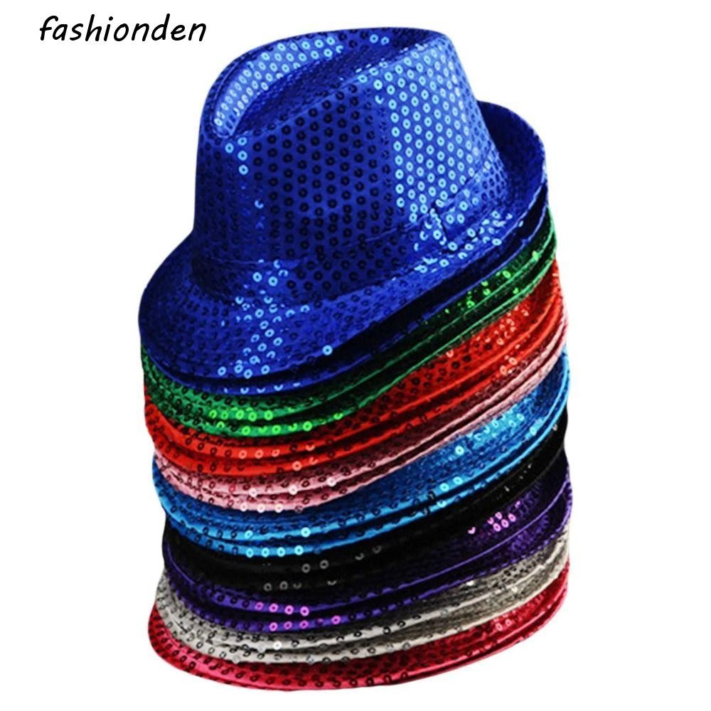 FASHIONDEN เต้นรําแจ๊สหมวก,เลื่อมประดับด้วยลูกปัดเลื่อมหมวก Fedora, ง่าย 58 ซม./54 ซม. Brilliant Per
