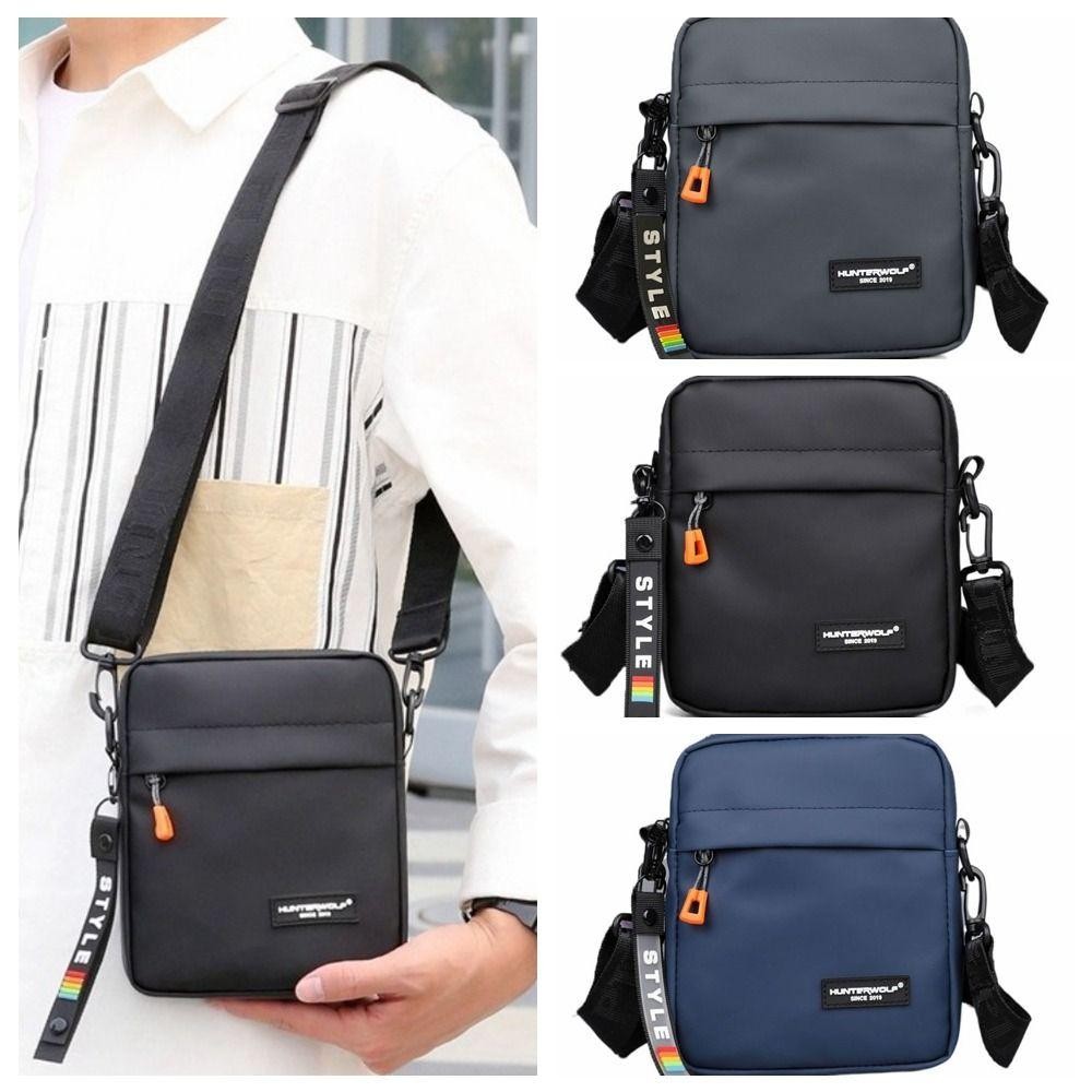 PIXELBYTE กระเป๋าสะพายไหล่,สไตล์ญี่ปุ่น Smooth Mens Crossbody Bag,กระเป๋าMessenger Minimalist PU Leather Multi-Functional Sports Fitness Pouch Outdoor