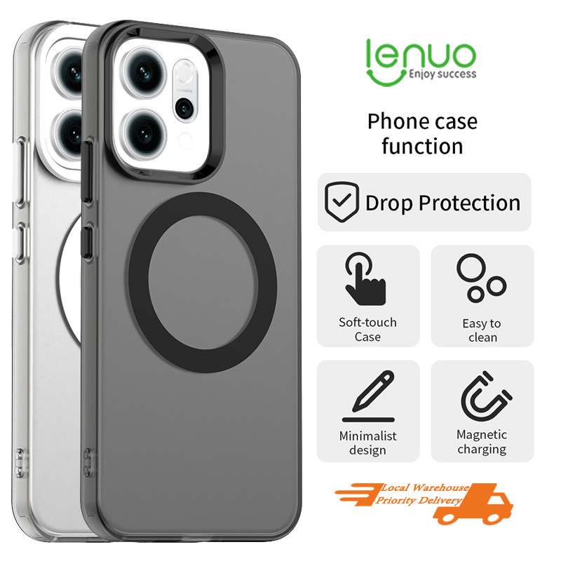 Lenuo แม่เหล็ก Matte เคสโทรศัพท์สําหรับ OPPO Reno 14 Pro 14F 5G ปลอก Candy สีลูกกวาดโปร่งใสแผ่นดินไหวฝาครอบบาง