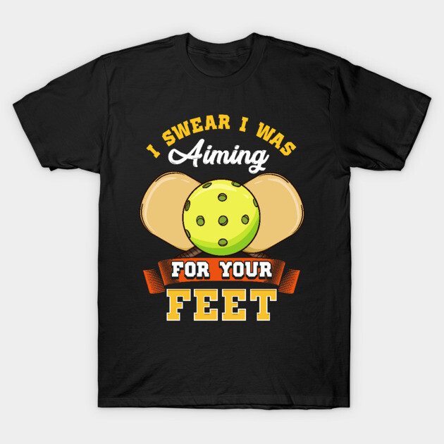 เสื้อยืด Vintage Pickleball I Swear I Was Aiming For Your Feet T-Shirt แท้ Cotton 100% สีพื้น สีดำ