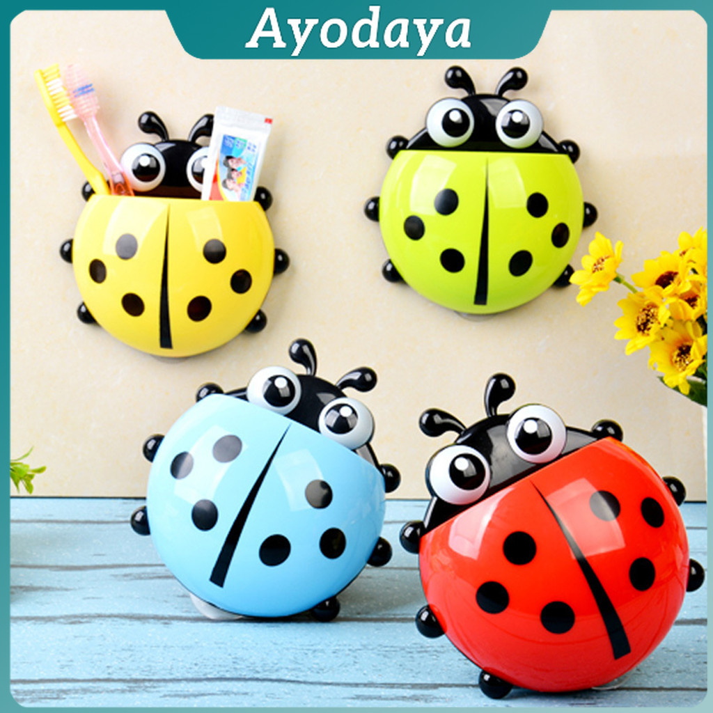 Ayo ที่เก็บแปรงสีฟัน ที่วางแปรงสีฟันลายเต่าทอง การออกแบบติดผนังแบบไม่มีรูพรุน toothbrush holder - รูปที่ 3