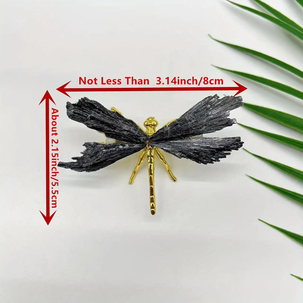 1 ชิ้นสีธรรมชาติ Kyanite Dragonfly Handmade DIY Feather Wings สีดํา Kyanite