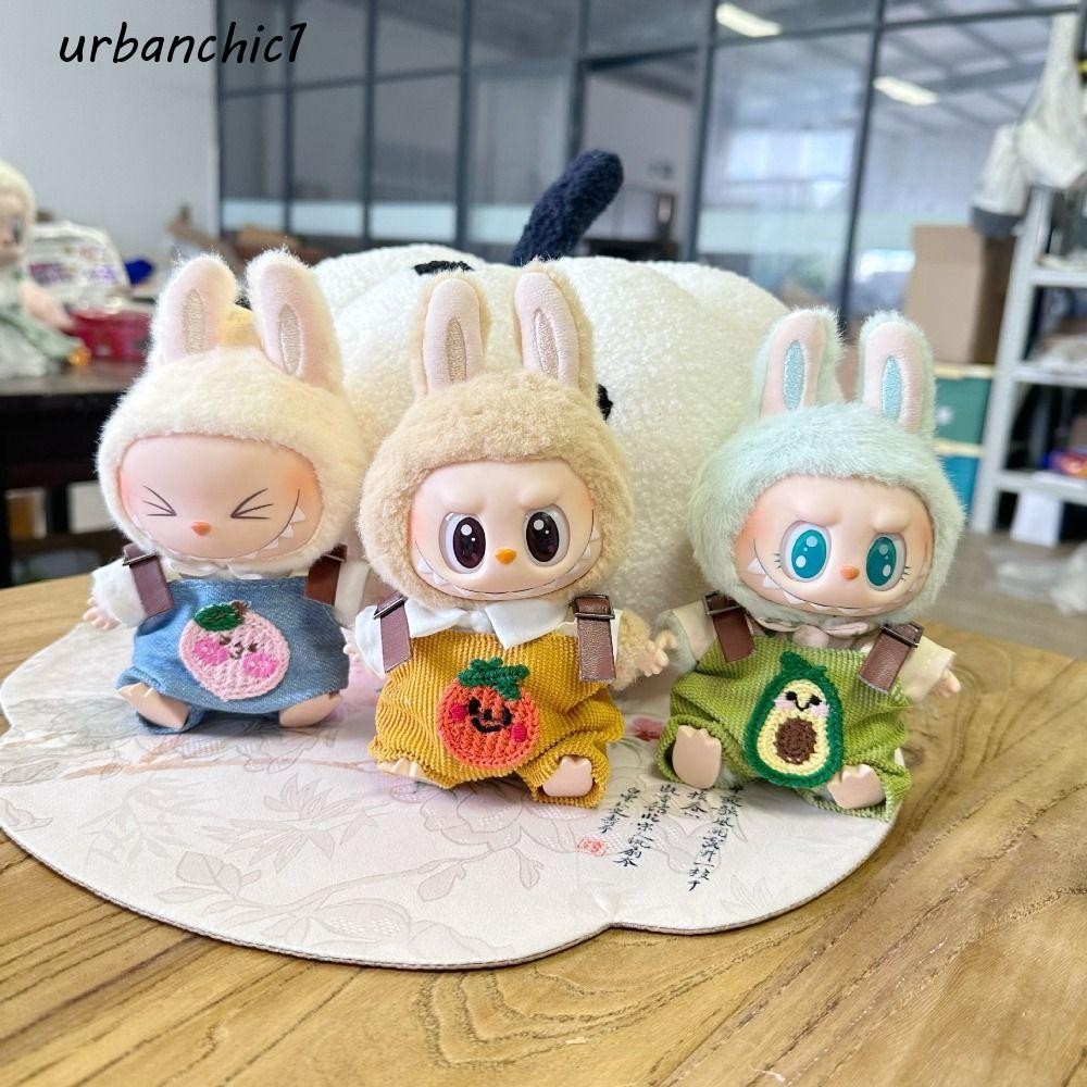 Urbanchic 1 ชุดนั่ง Party Labubu เสื้อผ้าตุ๊กตา, อุปกรณ์ของเล่นเปลี่ยน Labubu ชุดตุ๊กตา, ชุดของเล่นชุด DIY คอลเลกชันมินิผ้าฝ้ายตุ๊กตาหมวกไอดอลตุ๊กตา