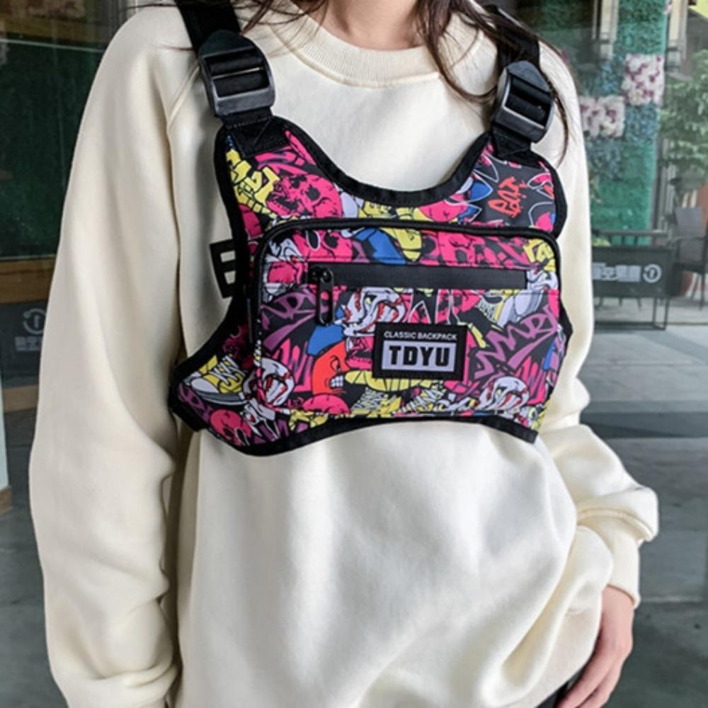 Uumir กระเป๋าคาดหน้าอกเสื้อกั๊กฮิปฮอป, กระเป๋าเสื้อกั๊กกีฬาความจุสูงซิป, กระเป๋าคาดหน้าอกทรงกลมทนน้ําอเนกประสงค์