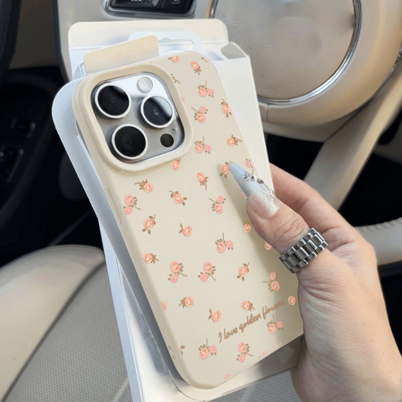 Flower เคส for iPhone XR XS Max 16 Plus 16 11 15 13 Pro Max 12 14 Pro Max Case เคสโทรศัพท์มือถือลายหนังป้องกันการตก
