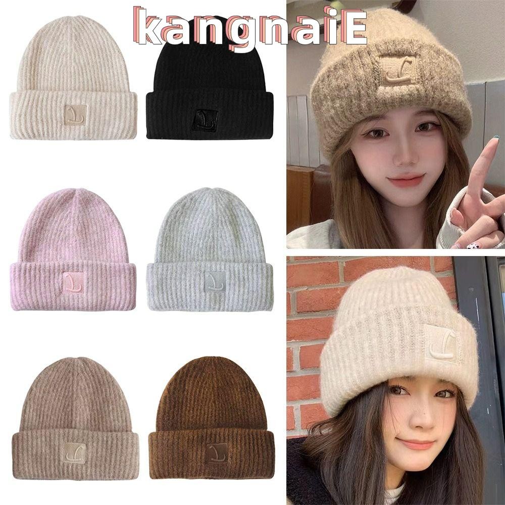 Kangnai Beanies, หมวกอุ่นกันลมถัก, แฟชั่นผู้หญิงสีทึบ Hip-hop Bonnet ผู้หญิง