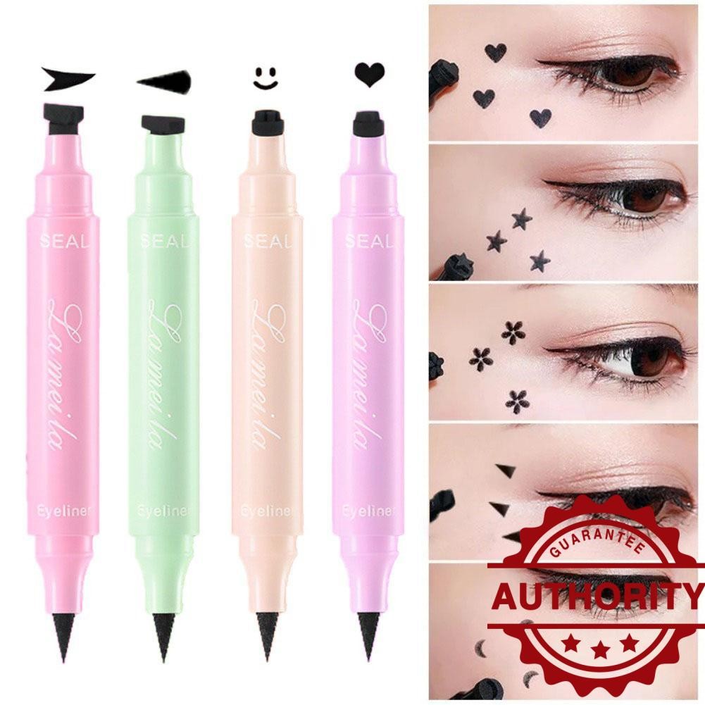 Dual Ended Eyeliner อายไลเนอร์ชนิดน้ํากันน้ําพร้อมหัวใจ/ดอกไม้/ดวงจันทร์/ดาว Seal Stamp ยาว C5b8