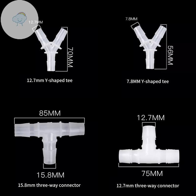 TWOE 8/12/16/mm El Connectors Aquarium Fitgs พลาสติกสามทาง Converter ท่อตรงลด Soft Tube Adaptor TH - รูปที่ 3