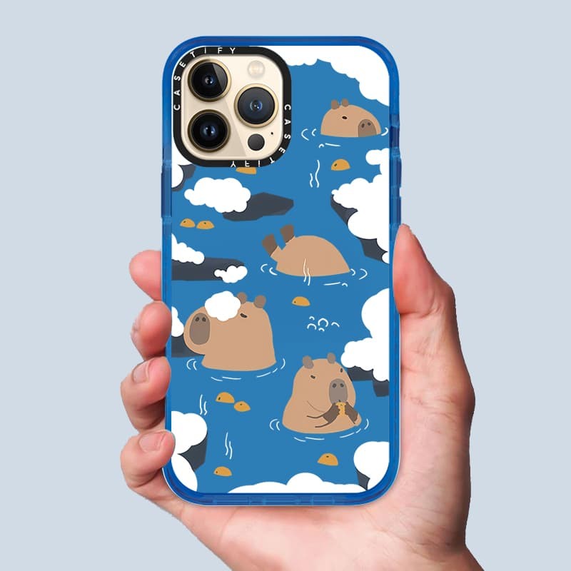 Caseftify X ลอย Capybara Blue Series โปร่งใส Soft TPU iPhone สําหรับ iPhone 16 15 14 13 12 11 Pro MAX IX XS MAX XR 6 6s 7 8 Plus กรณีกันกระแทกฝาครอบกันชน