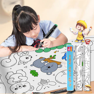 SWEETYBAYI diy 3 เมตร จิตรกรรม โปสเตอร์ระบายสียักษ์ เสริมทักษะ กระดาษระบายสีแผ่นใหญ่ การออกกำลังกายความรู้สึกสี ลวดลายน่
